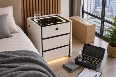 Bedside table maintenance setup in a Philippine rental condo bedroom